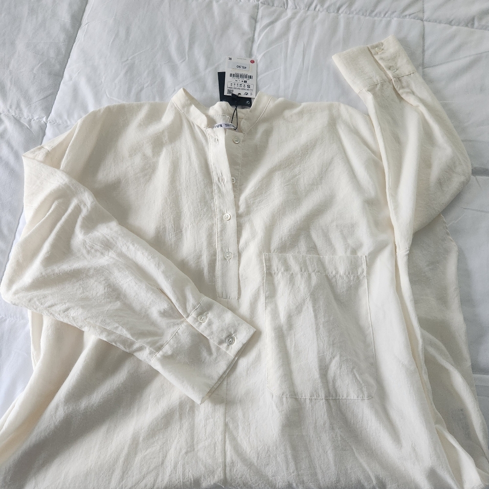 Elegant Cream Button-Up Night Shirt